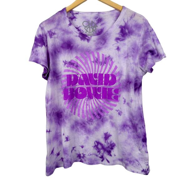 Chaser David Bowie Purple Tie Dye Tee Size L NWT - Picture 2 of 7
